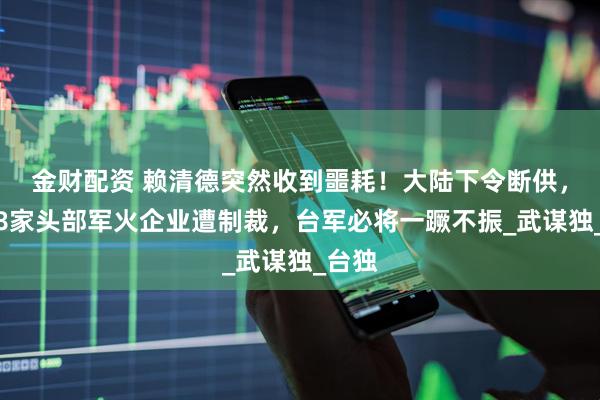 金财配资 赖清德突然收到噩耗！大陆下令断供，台湾8家头部军火企业遭制裁，台军必将一蹶不振_武谋独_台独